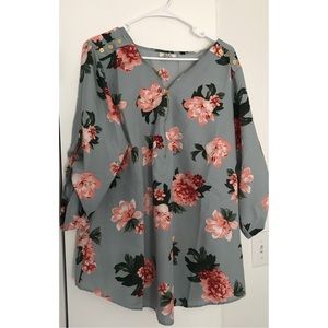 Flower print zip top